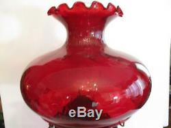 Antique Ruby Red GWTW 24 Table Oil Lamp