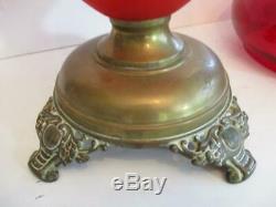 Antique Ruby Red GWTW 24 Table Oil Lamp