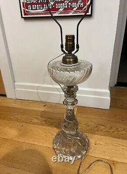 Antique Sandwich Glass Lamp Handblown, Converted 19th century