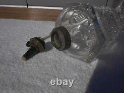 Antique Sandwich Glass Whale Oil Lamp Heart Pattern Very Likely Original 1840s