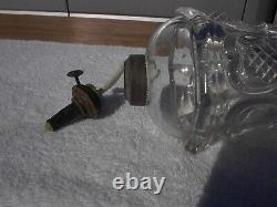 Antique Sandwich Glass Whale Oil Lamp Heart Pattern Very Likely Original 1840s