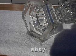 Antique Sandwich Glass Whale Oil Lamp Heart Pattern Very Likely Original 1840s