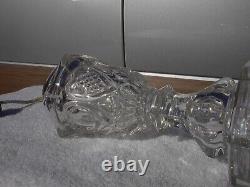 Antique Sandwich Glass Whale Oil Lamp Heart Pattern Very Likely Original 1840s