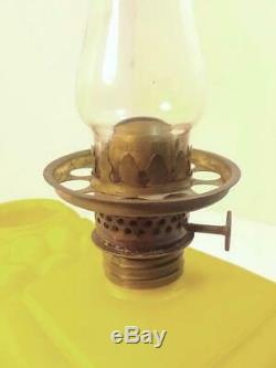 Antique Satin Cased Glass 1890 Consolidated Fostoria Yel ROSE Miniature Oil Lamp