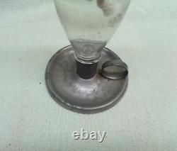 Antique Scarce Pewter & Glass Whale Oil Finger Lamp Signed Smith & Co