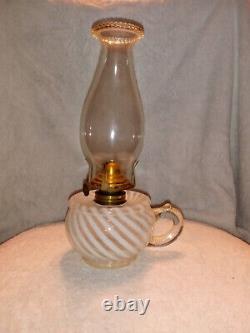 Antique Sheldon Swirl Hobbs Finger Oil Lamp