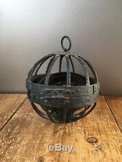 Antique Ships Gimbled Gyroscopic Hanging Spherical Metal 2 Wick Whale Oil Lamp