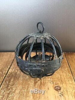 Antique Ships Gimbled Gyroscopic Hanging Spherical Metal 2 Wick Whale Oil Lamp