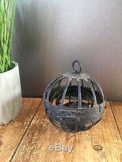 Antique Ships Gimbled Gyroscopic Hanging Spherical Metal 2 Wick Whale Oil Lamp