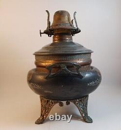 Antique Sirius B. B Co Ornate Copper Metal Oil Lamp Floral, Victorian, Beautiful
