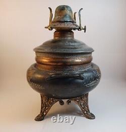 Antique Sirius B. B Co Ornate Copper Metal Oil Lamp Floral, Victorian, Beautiful