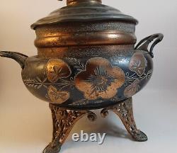 Antique Sirius B. B Co Ornate Copper Metal Oil Lamp Floral, Victorian, Beautiful