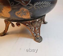 Antique Sirius B. B Co Ornate Copper Metal Oil Lamp Floral, Victorian, Beautiful