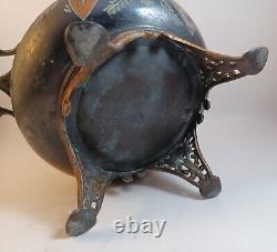 Antique Sirius B. B Co Ornate Copper Metal Oil Lamp Floral, Victorian, Beautiful