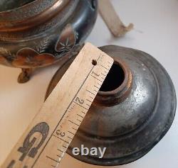 Antique Sirius B. B Co Ornate Copper Metal Oil Lamp Floral, Victorian, Beautiful