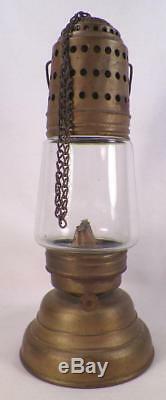 Antique Skater's Lantern Oil Lamp Light Skating Brass Glass Kerosene #2 Large