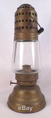 Antique Skater's Lantern Oil Lamp Light Skating Brass Glass Kerosene #2 Large