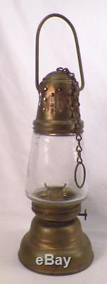 Antique Skater's Lantern Oil Lamp Light Skating Pat. April 1864 Brass Glass #1