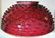 Antique Spiked Hobnail Cranberry Glass 14 Hanging Oil Kerosene Lamp Dome Shade