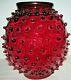 Antique Spiky Hobnail Cranberry Glass GWTW Oil or Kerosene Lamp Shade 8 3/4