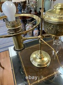 Antique Stern Bros New York Student Oil Lamp Electrified