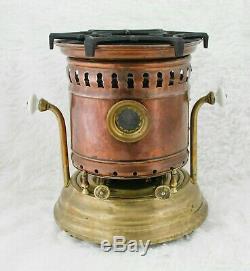 Antique Stove Kerosene 2 burner wick Cooker Heater Oil lamp fuel Brass Copper