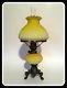 Antique Swirled Yellow Satin Art Glass Peg Lamp / Miniature Oil Lamp