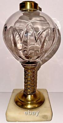 Antique TULIP Composite Kerosene Oil Stand Lamp Thuro I-149a Pattern Under Glass