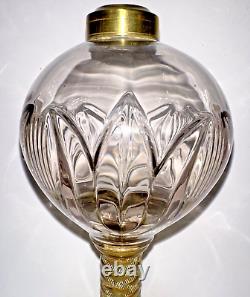 Antique TULIP Composite Kerosene Oil Stand Lamp Thuro I-149a Pattern Under Glass