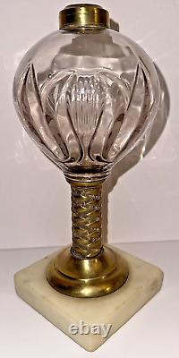 Antique TULIP Composite Kerosene Oil Stand Lamp Thuro I-149a Pattern Under Glass