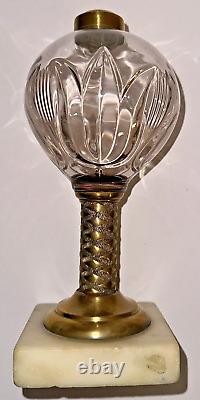 Antique TULIP Composite Kerosene Oil Stand Lamp Thuro I-149a Pattern Under Glass