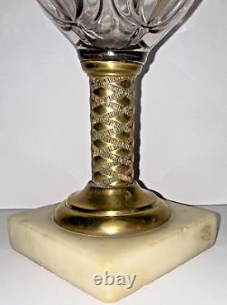 Antique TULIP Composite Kerosene Oil Stand Lamp Thuro I-149a Pattern Under Glass