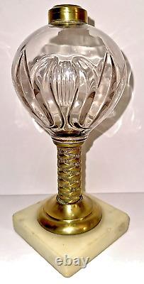 Antique TULIP Composite Kerosene Oil Stand Lamp Thuro I-149a Pattern Under Glass
