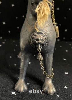 Antique Temple Lion Oil Lamp Aquamanile Bronze/brass