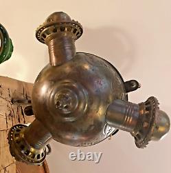 Antique The ANGLE LAMP CO. Tripple Burner Oil/Kerosene Lamp Converted Electric