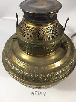 Antique The Pittsburgh Hanging Brass Country Store Oil Lamp Tin Shade Large