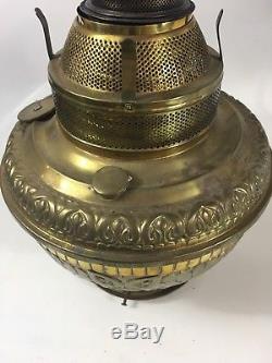 Antique The Pittsburgh Hanging Brass Country Store Oil Lamp Tin Shade Large