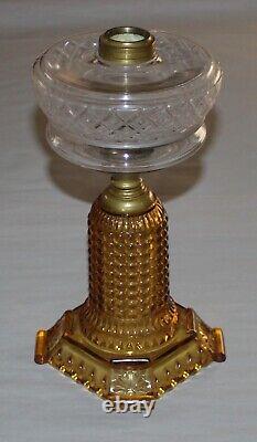 Antique Thousand Eye Lamp Amber Base, Clear Font Oil Lamp For #2 Burner