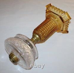 Antique Thousand Eye Lamp Amber Base, Clear Font Oil Lamp For #2 Burner