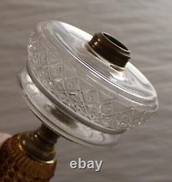 Antique Thousand Eye Lamp Amber Base, Clear Font Oil Lamp For #2 Burner