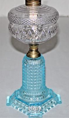 Antique Thousand Eye Mix & Match Blue Kerosene Oil Lamp For #2 Burner