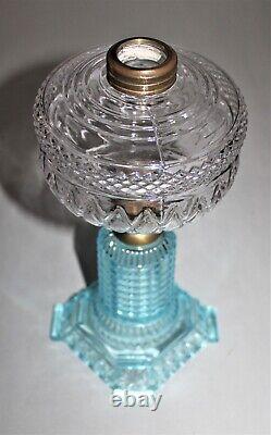 Antique Thousand Eye Mix & Match Blue Kerosene Oil Lamp For #2 Burner