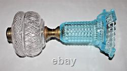 Antique Thousand Eye Mix & Match Blue Kerosene Oil Lamp For #2 Burner