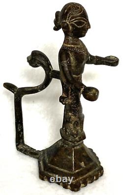Antique Tibetan Bronze Oil Lamp, Museum Quality! 6, Cast, Snake Handlereal, Gift