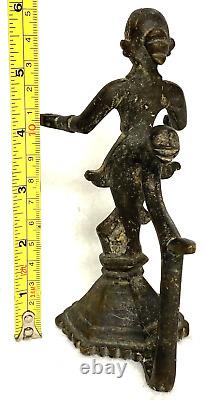 Antique Tibetan Bronze Oil Lamp, Museum Quality! 6, Cast, Snake Handlereal, Gift