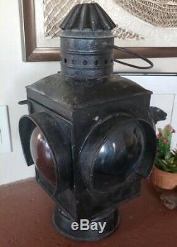 Antique Traffic Switch Light Railroad Kerosene Oil Lantern Lamp 1900 Michigan