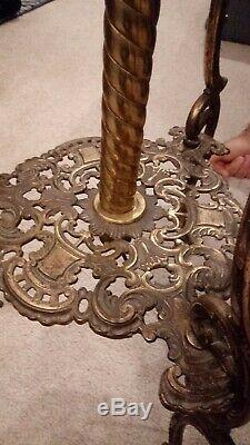 Antique Turn Of The Century Beautiful Oil Piano Floor Lamp Electrified