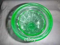 Antique Uranium Glass Fluid Lamp Sandwich Vaseline Depression EAPG Oil Kerosene