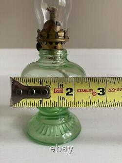 Antique Uranium Glass Handy Brand Small Oil Lamp 7.5