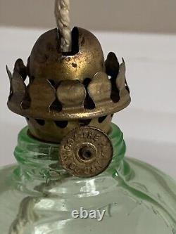 Antique Uranium Glass Handy Brand Small Oil Lamp 7.5